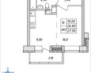 1-комнатная квартира площадью 27.9 кв.м, Горная, 7 | цена 2 343 600 руб. | www.metrprice.ru