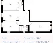3-комнатная квартира площадью 90 кв.м, Березовая аллея, 19 | цена 13 805 480 руб. | www.metrprice.ru