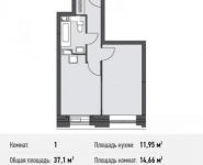 1-комнатная квартира площадью 37.1 кв.м, Донецкая улица, 30с1 | цена 4 796 696 руб. | www.metrprice.ru