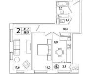 2-комнатная квартира площадью 57 кв.м, Рязанский пр-кт, 2 | цена 9 455 274 руб. | www.metrprice.ru