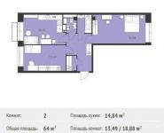 2-комнатная квартира площадью 64 кв.м,  | цена 4 640 000 руб. | www.metrprice.ru