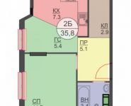 2-комнатная квартира площадью 35 кв.м, Авангардная ул., К7 | цена 3 687 400 руб. | www.metrprice.ru
