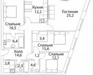 4-комнатная квартира площадью 119 кв.м, Шелепихинская набережная, влд 34, корп.1 | цена 29 775 000 руб. | www.metrprice.ru