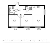 2-комнатная квартира площадью 59.6 кв.м,  | цена 7 175 840 руб. | www.metrprice.ru