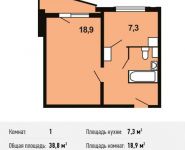 1-комнатная квартира площадью 38.8 кв.м, Некрасовка п, Покровская ул, 16 | цена 4 392 160 руб. | www.metrprice.ru