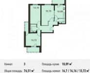 3-комнатная квартира площадью 76.5 кв.м,  | цена 7 536 235 руб. | www.metrprice.ru