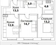 2-комнатная квартира площадью 64 кв.м, Шелепихинская набережная, влд 34, корп.6 | цена 15 143 160 руб. | www.metrprice.ru