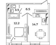 1-комнатная квартира площадью 36.9 кв.м, Рязанский проспект, д.2Б | цена 6 557 720 руб. | www.metrprice.ru