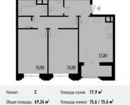 2-комнатная квартира площадью 69.2 кв.м, Берзарина ул., 28 | цена 12 452 053 руб. | www.metrprice.ru