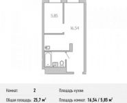 2-комнатная квартира площадью 25.7 кв.м, Комдива Орлова ул., ВЛ1 | цена 3 559 450 руб. | www.metrprice.ru