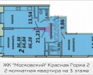 2-комнатная квартира площадью 66.28 кв.м, Садовая, 3, корп.1А | цена 3 849 121 руб. | www.metrprice.ru