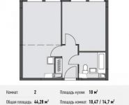 2-комнатная квартира площадью 44.3 кв.м, Донецкая ул., 30С1 | цена 5 748 548 руб. | www.metrprice.ru