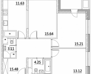 3-комнатная квартира площадью 81.01 кв.м, Лазоревый пр., 3 | цена 17 660 747 руб. | www.metrprice.ru