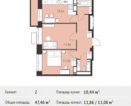 2-комнатная квартира площадью 47.46 кв.м,  | цена 3 773 070 руб. | www.metrprice.ru