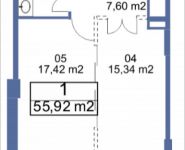 1-комнатная квартира площадью 55.92 кв.м, Кудрявцева, IV | цена 6 451 644 руб. | www.metrprice.ru