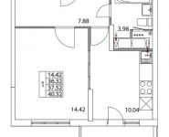 1-комнатная квартира площадью 37.52 кв.м, 2-я Муравская | цена 5 465 013 руб. | www.metrprice.ru