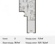 2-комнатная квартира площадью 59.9 кв.м, Каширское ш., 65 | цена 7 727 100 руб. | www.metrprice.ru