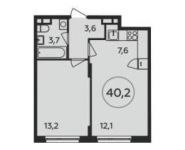2-комнатная квартира площадью 40.2 кв.м, Сервантеса улица, д.1к1 | цена 5 627 011 руб. | www.metrprice.ru