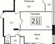 2-комнатная квартира площадью 65.6 кв.м, Щелково платф, 1 | цена 3 844 160 руб. | www.metrprice.ru