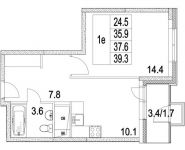 1-комнатная квартира площадью 37.6 кв.м, 2-я Муравская | цена 5 419 814 руб. | www.metrprice.ru