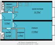 2-комнатная квартира площадью 42.01 кв.м, Октябрьская, к9 | цена 3 301 723 руб. | www.metrprice.ru