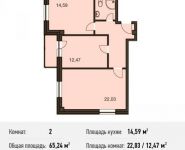 2-комнатная квартира площадью 65.2 кв.м, Двинцев ул., 14 | цена 12 395 600 руб. | www.metrprice.ru