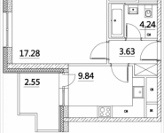 1-комнатная квартира площадью 37.54 кв.м, Лазоревый пр., 3 | цена 7 998 122 руб. | www.metrprice.ru