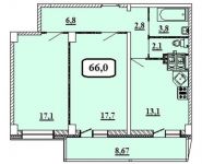 2-комнатная квартира площадью 66 кв.м, б-р Космонавтов, д. 1 | цена 6 433 819 руб. | www.metrprice.ru