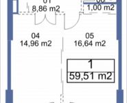 1-комнатная квартира площадью 59.51 кв.м, Кудрявцева, IV | цена 6 522 540 руб. | www.metrprice.ru