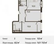 2-комнатная квартира площадью 62.2 кв.м, Ивановская ул., 1 | цена 4 976 000 руб. | www.metrprice.ru