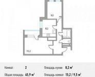 2-комнатная квартира площадью 45.9 кв.м, Ромашковая улица, 22 | цена 2 845 800 руб. | www.metrprice.ru