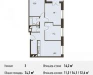 3-комнатная квартира площадью 74.7 кв.м, Автозаводская ул., 23С931 | цена 10 233 900 руб. | www.metrprice.ru