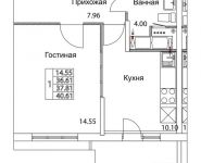 1-комнатная квартира площадью 37.81 кв.м, 2-я Муравская | цена 5 392 915 руб. | www.metrprice.ru