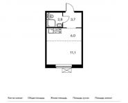 1-комнатная квартира площадью 23.6 кв.м, Ясеневая улица, 12к1 | цена 4 684 600 руб. | www.metrprice.ru