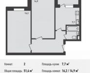 2-комнатная квартира площадью 51.4 кв.м, Белокаменное ш., 5 | цена 4 831 600 руб. | www.metrprice.ru