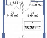1-комнатная квартира площадью 58.35 кв.м, Кудрявцева, IV | цена 7 068 599 руб. | www.metrprice.ru