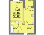 1-комнатная квартира площадью 36.6 кв.м,  | цена 2 784 000 руб. | www.metrprice.ru