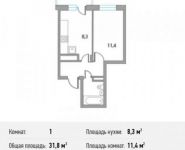 1-комнатная квартира площадью 31.8 кв.м, Ромашковая улица, 22 | цена 2 321 400 руб. | www.metrprice.ru