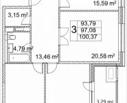 3-комнатная квартира площадью 96.99 кв.м, Лазоревый пр., 3 | цена 23 456 352 руб. | www.metrprice.ru