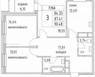 3-комнатная квартира площадью 87.41 кв.м в ЖК "Альстар", Лазоревый пр., 3 | цена 15 056 197 руб. | www.metrprice.ru