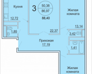 3-комнатная квартира площадью 88.4 кв.м, Садовая, 3, корп.1Б | цена 4 822 984 руб. | www.metrprice.ru