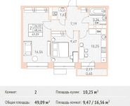 2-комнатная квартира площадью 49.09 кв.м, Калинина ул, 8 | цена 4 958 090 руб. | www.metrprice.ru