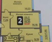 2-комнатная квартира площадью 51.9 кв.м,  | цена 3 160 780 руб. | www.metrprice.ru