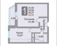 1-комнатная квартира площадью 48 кв.м, Лукино ул., 8 | цена 3 701 730 руб. | www.metrprice.ru