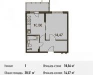 1-комнатная квартира площадью 38.5 кв.м, Родниковая ул. | цена 4 052 967 руб. | www.metrprice.ru