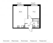 1-комнатная квартира площадью 43.1 кв.м, Ясеневая ул, 12к1 | цена 7 503 710 руб. | www.metrprice.ru