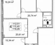 4-комнатная квартира площадью 115.88 кв.м, Лазоревый пр., 3 | цена 28 404 621 руб. | www.metrprice.ru