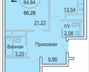 2-комнатная квартира площадью 66.28 кв.м, Садовая, 3, корп.1Б | цена 3 557 000 руб. | www.metrprice.ru