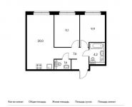 2-комнатная квартира площадью 53.7 кв.м, | цена 7 636 140 руб. | www.metrprice.ru