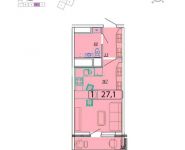 1-комнатная квартира площадью 27.1 кв.м,  | цена 2 493 200 руб. | www.metrprice.ru